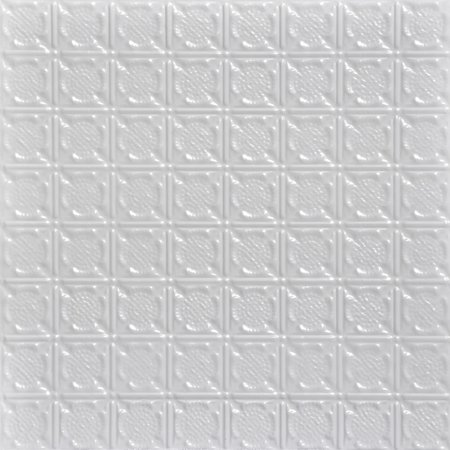 FROM PLAIN TO BEAUTIFUL IN HOURS Chain Mail 2 ft. x 2 ft.  Tin Style Nail Up Ceiling Tile in White (48 sq. ft./case), 12PK SKPC234-wh-24x24-N-12